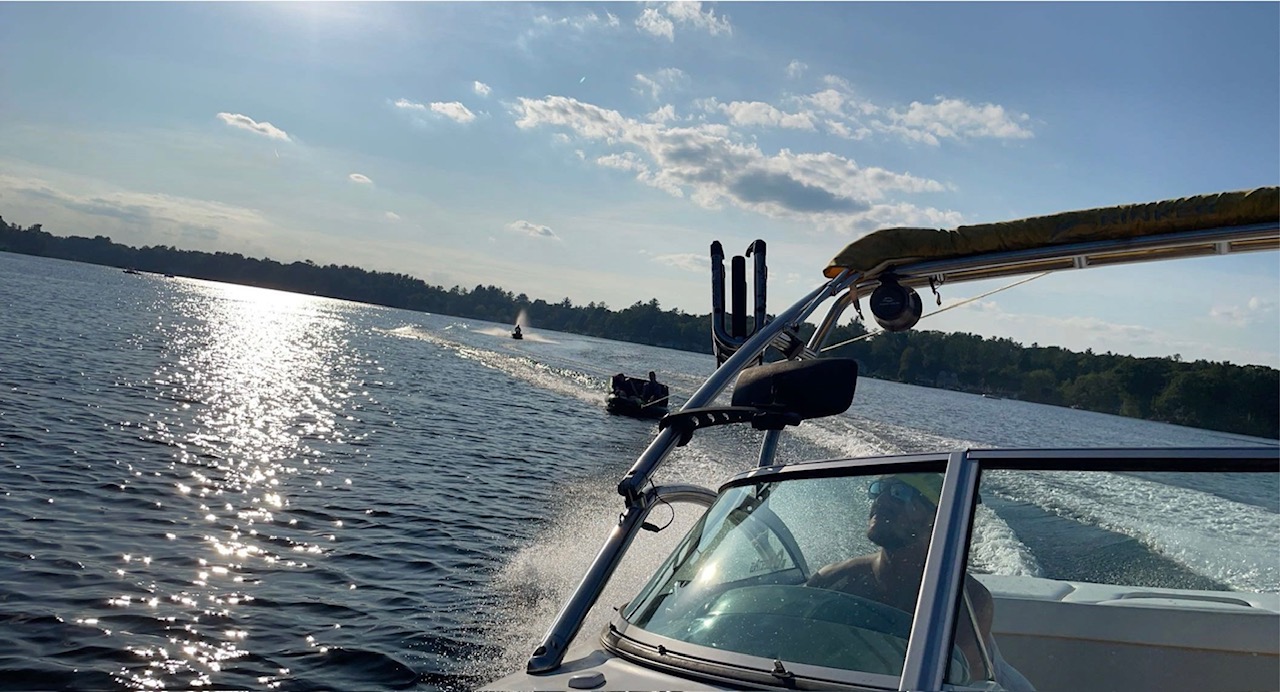 Waterskiing on Sunset Lake (Wash Pond)