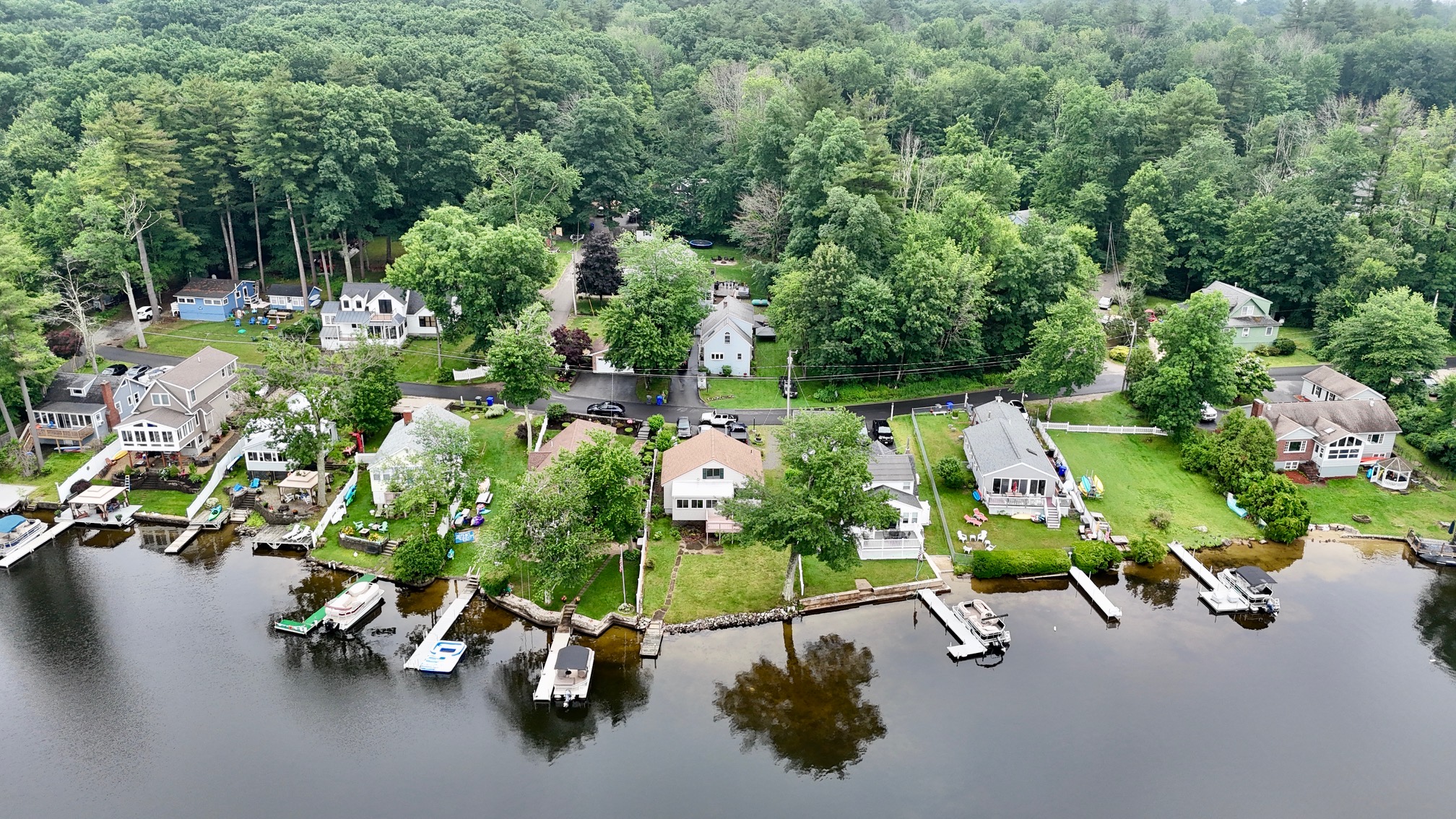 Sunset Lake homes drone photo
