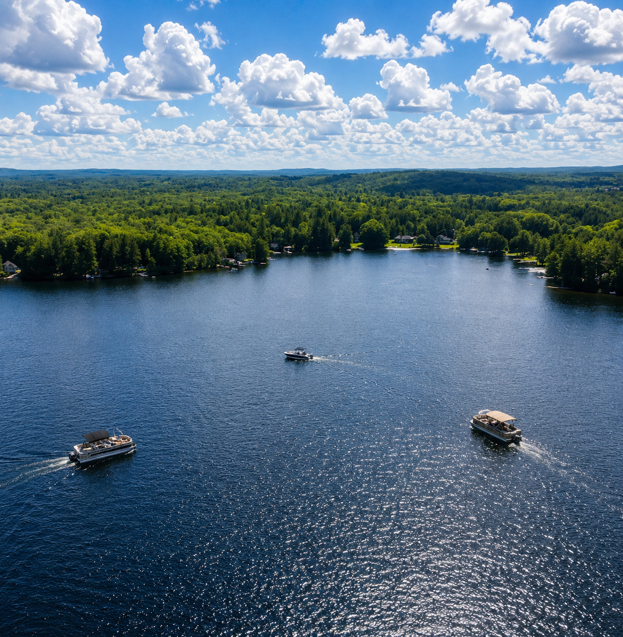 A beautiful drone shot view of Angle Pond in Sandown and Hampstead NH