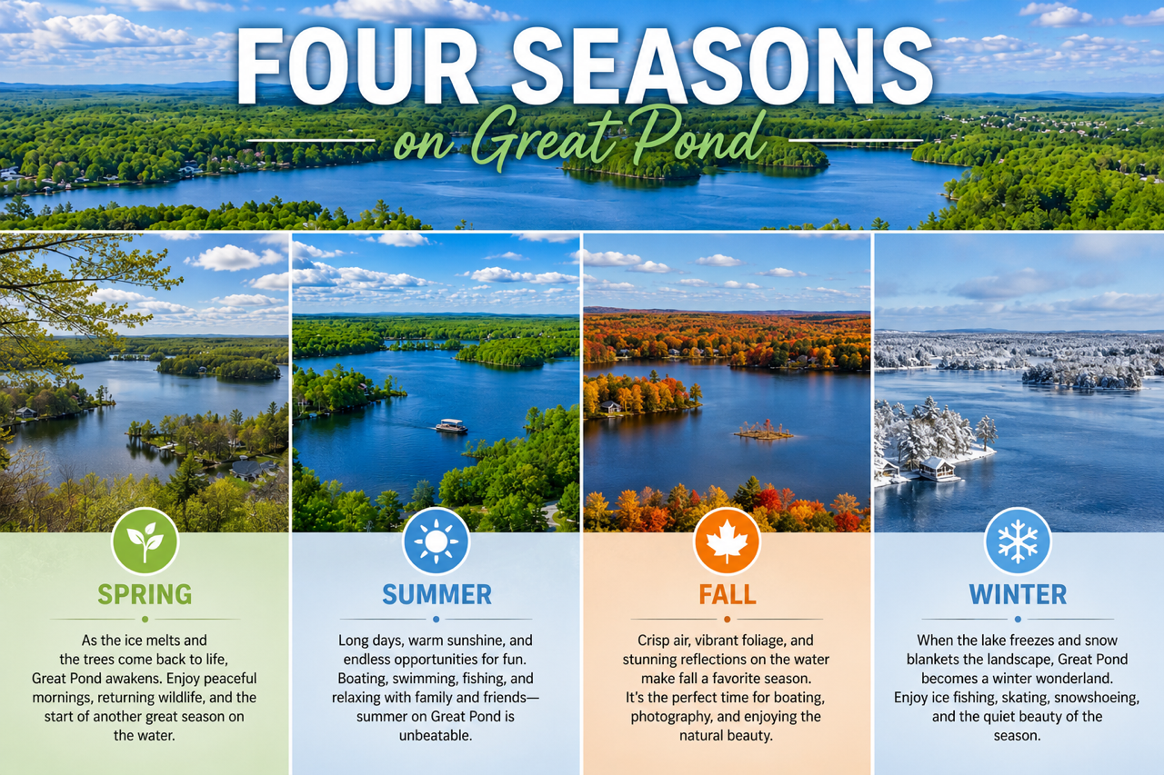 The four seasons and what to expect on Great Pond (AKA Kingston Lake) in Kingston NH