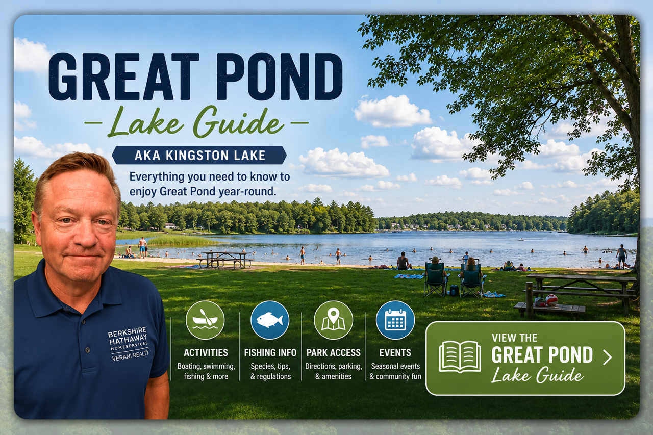 Link to Kingston Lake (AKA Great Pond) in Kingston, NH lake guide