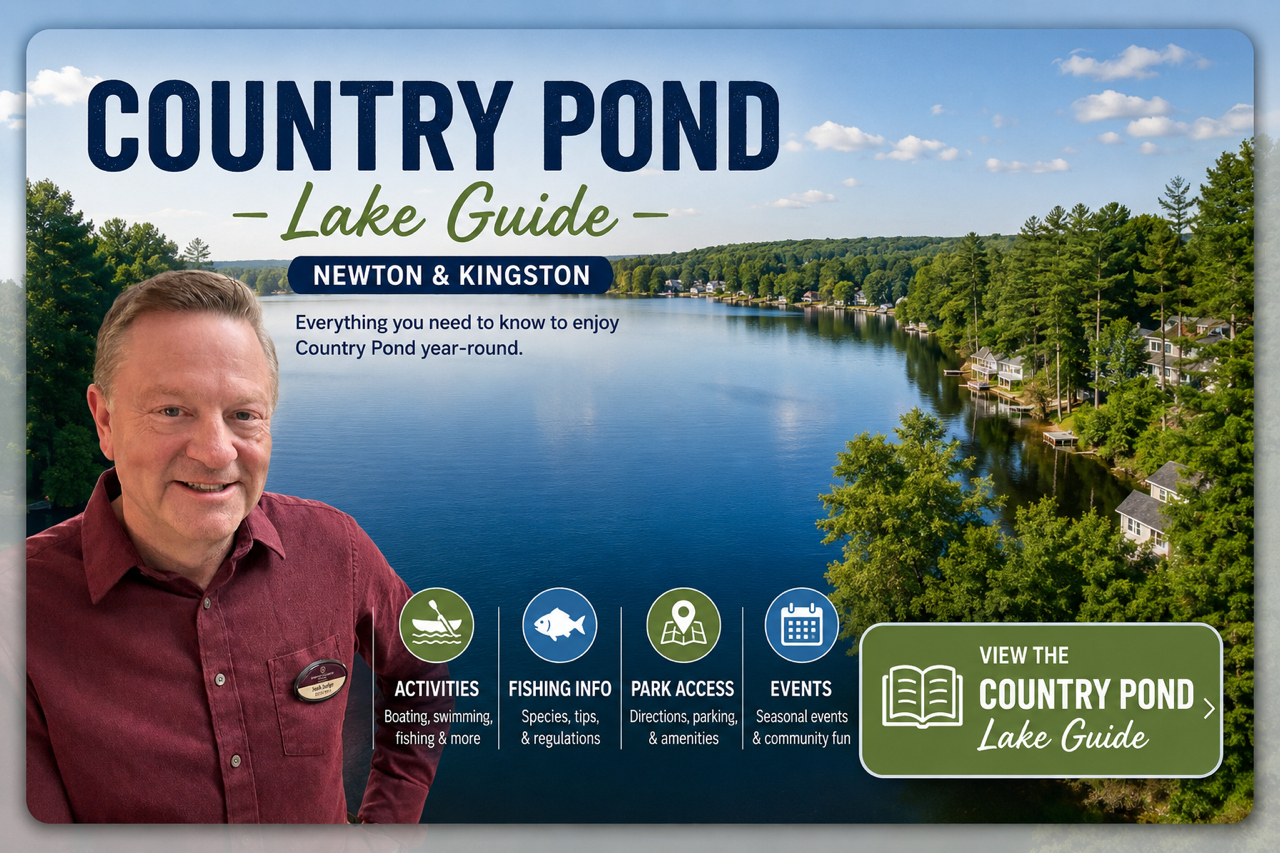 Country Pond Lake Guide. Complete guide to lake in Newton and Kingston NH
