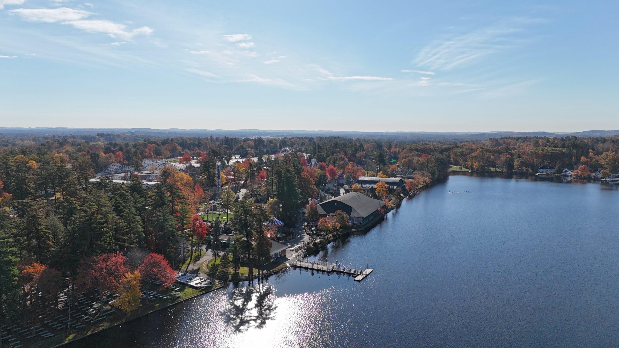 Canobie lake Park as seen from the air by drone on Canobie Lake